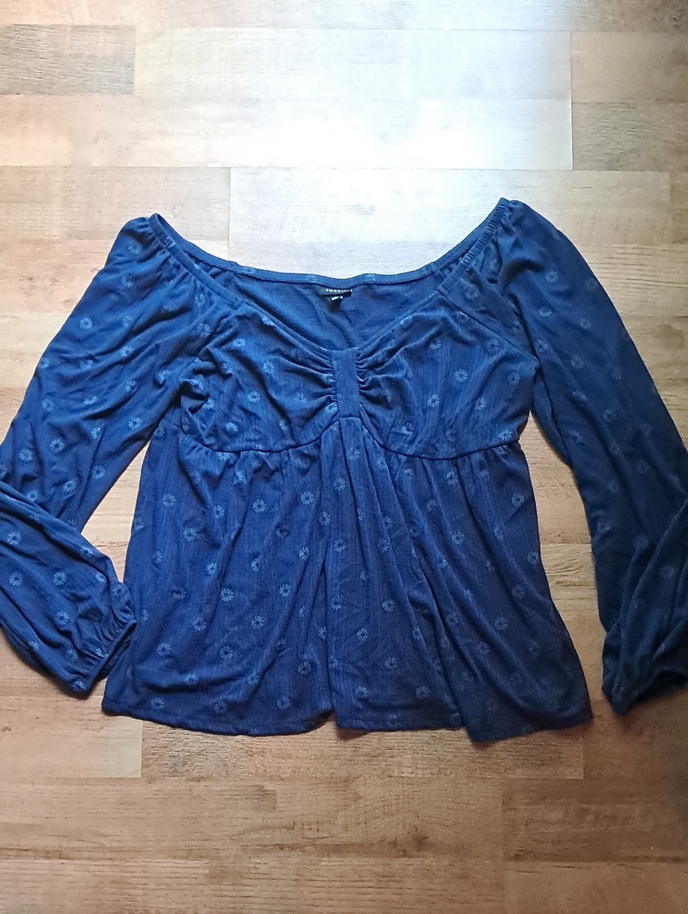 Torrid Navy Blue Long-Sleeve Peasant Top